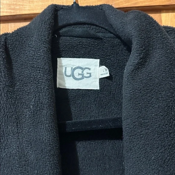 UGG DUFFIELD II BLACK GREY MICRO LEOPARD ROBE - WOMEN'S - Picture 4 of 7
